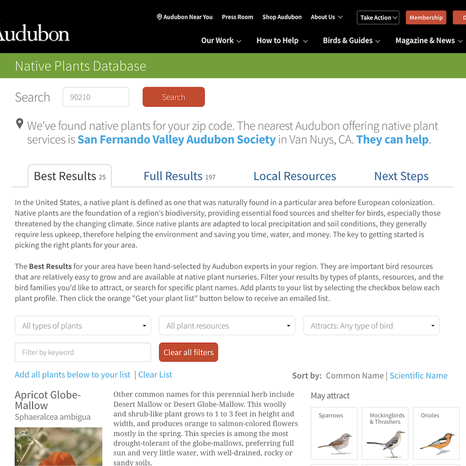 Audubon's native plants database