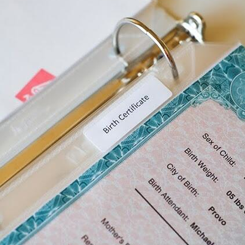Keep a binder of your important documents with tab dividers labeling what they are.