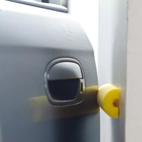 Prevent your car doors from hitting the walls of your garage by nailing pool noodles or soft foam in line with your car doors.