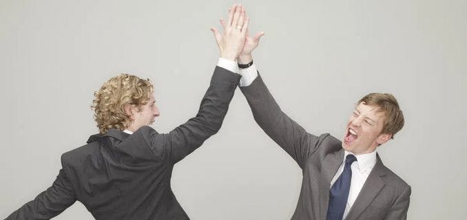 When giving a high five, look at the other person's elbow.