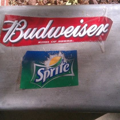 Tape the logo from the boxes of drinks that you stock your cooler with so your event guests know what's inside