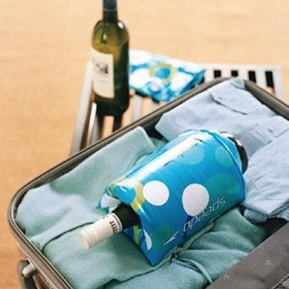 If you're traveling with glass bottles of liquid in your suitcase, wrap them in a inflatable armbands.