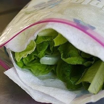 Dry your lettuce after washing by lining a freezer bag with paper towels and shake vigorously.