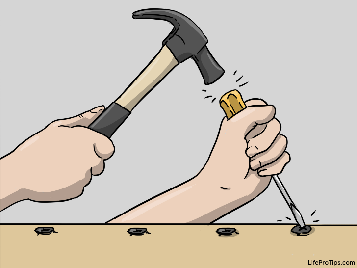 Use the hammer method to easily remove stubborn screws.