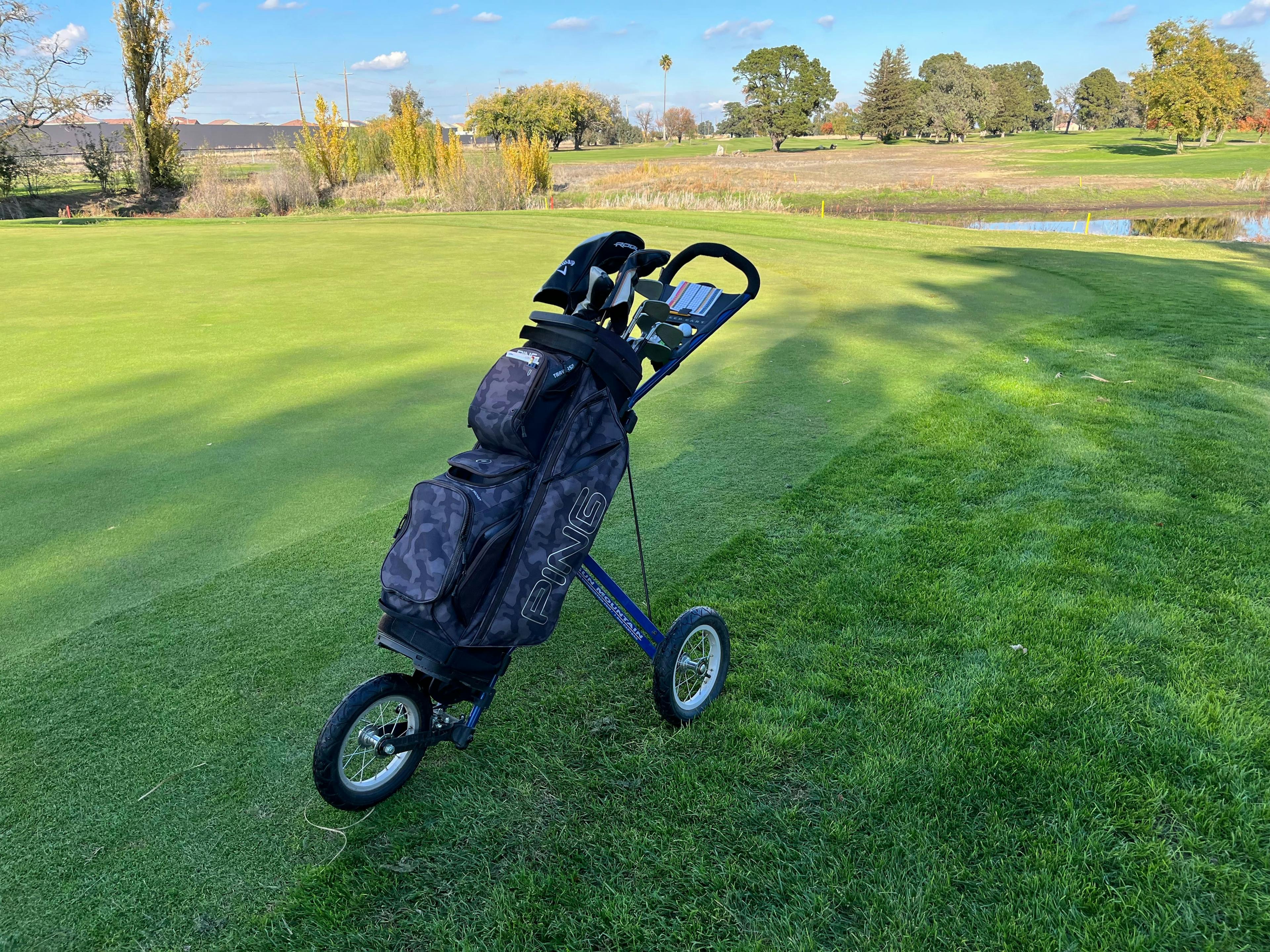 Consider joining the "Push Cart Mafia" to conveniently transport your golf equipment on the course.