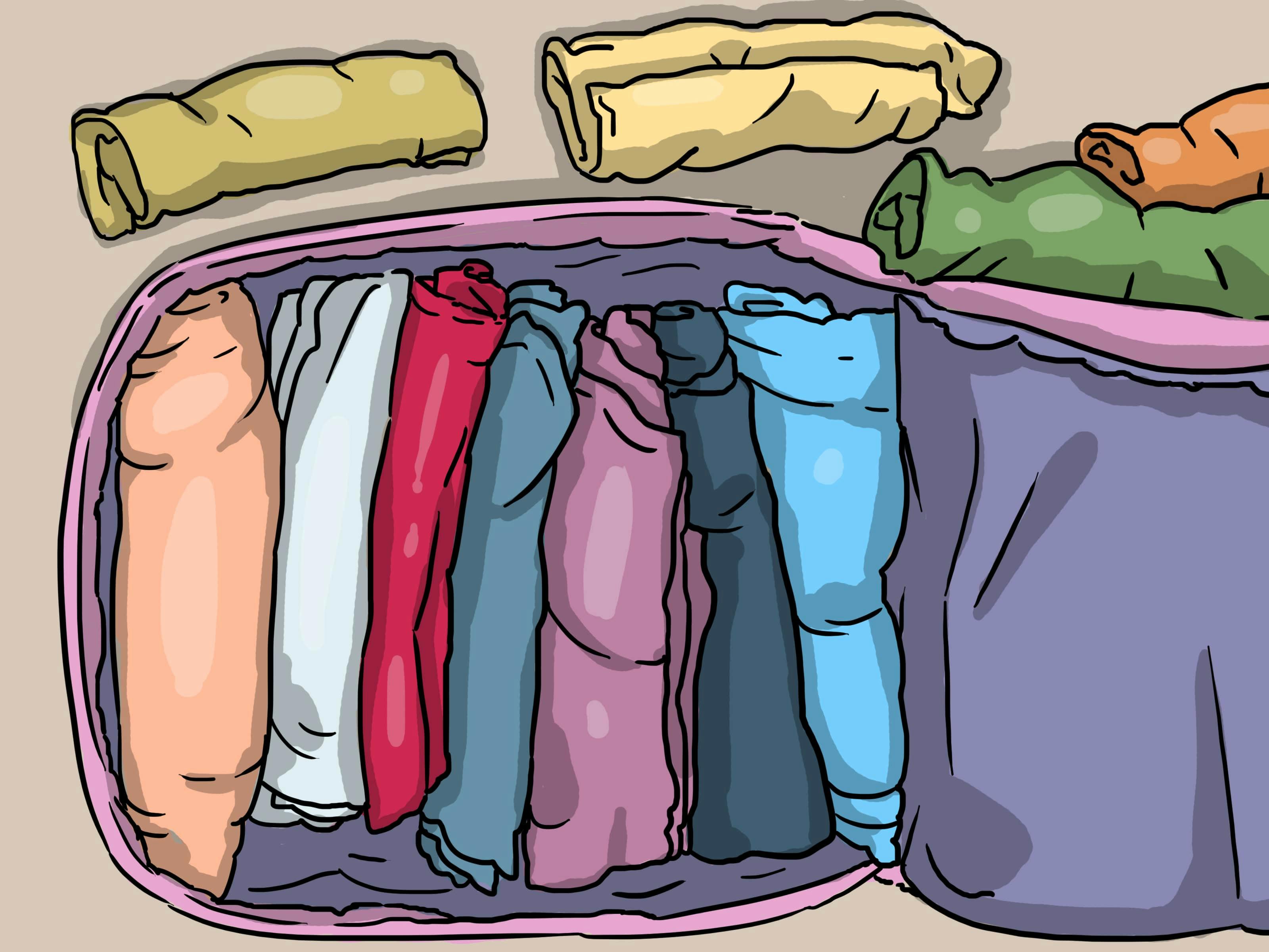 Roll your shirts and tops to save room in your suitcase