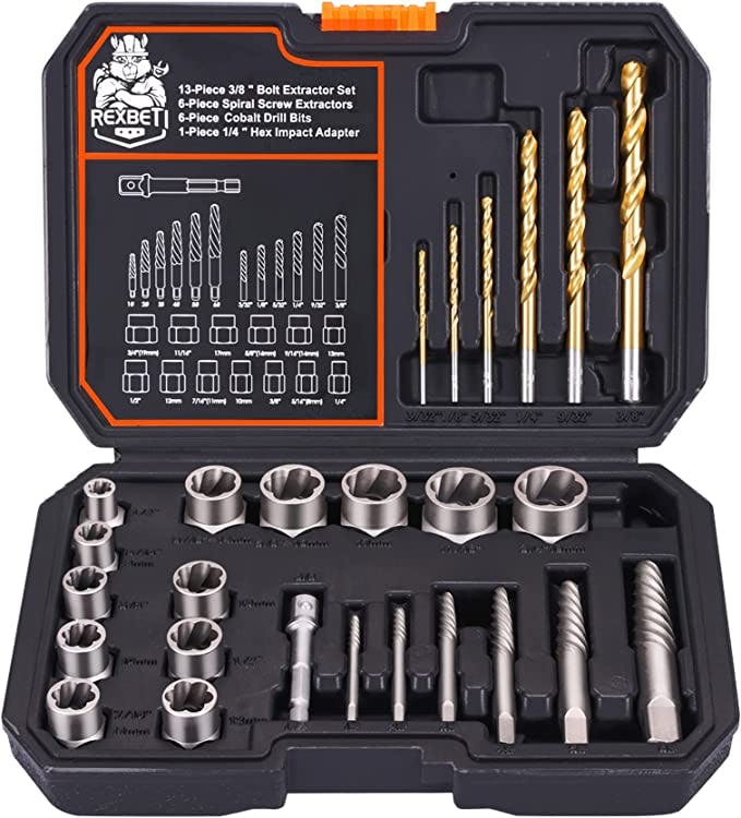 Remove stripped screws with a screw extractor kit.